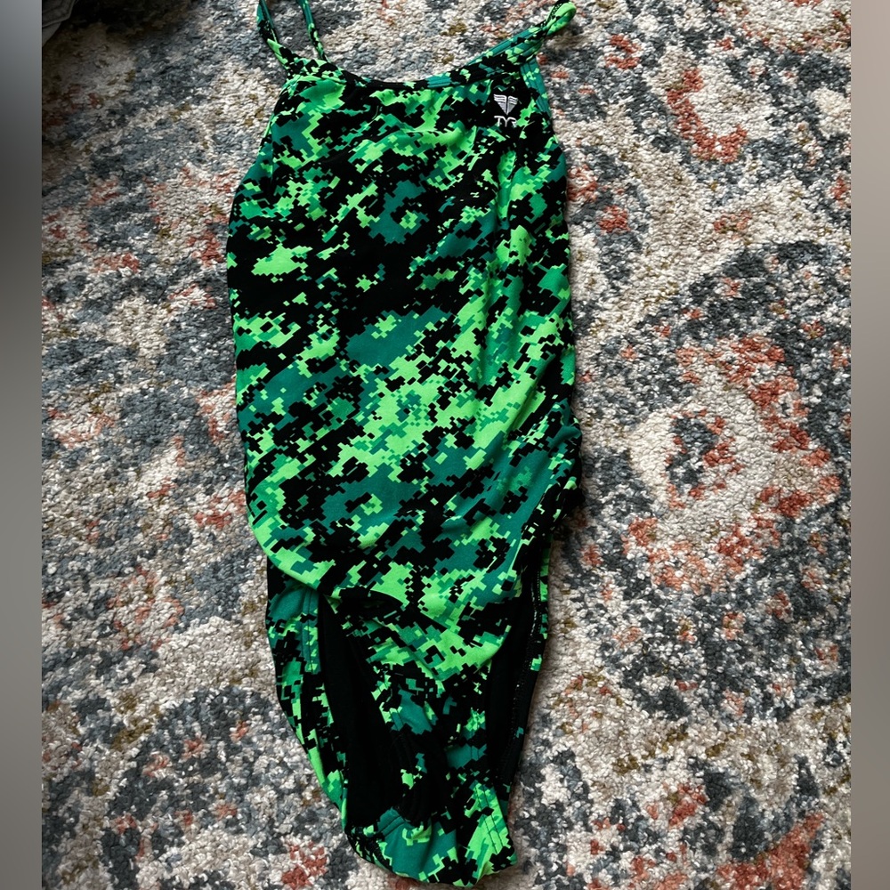 green swim suit
